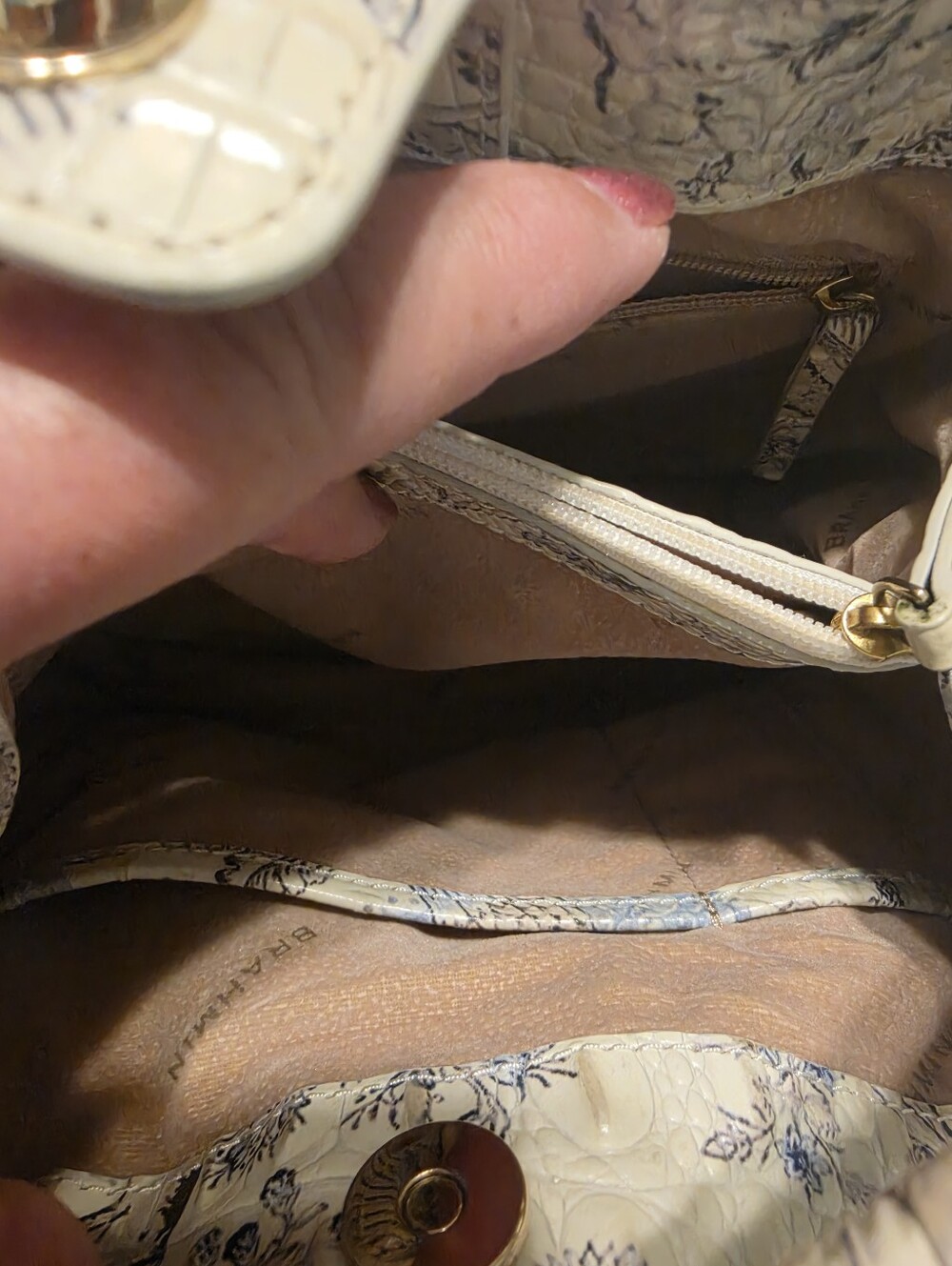 Brahmin Floral Melbourne Croc-embossed Satchel and Matching Wallet EUC - Picture 6 of 16